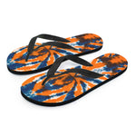 Blue And Orange Spider Tie Dye Print Flip Flops