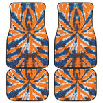 Blue And Orange Spider Tie Dye Print Front and Back Car Floor Mats