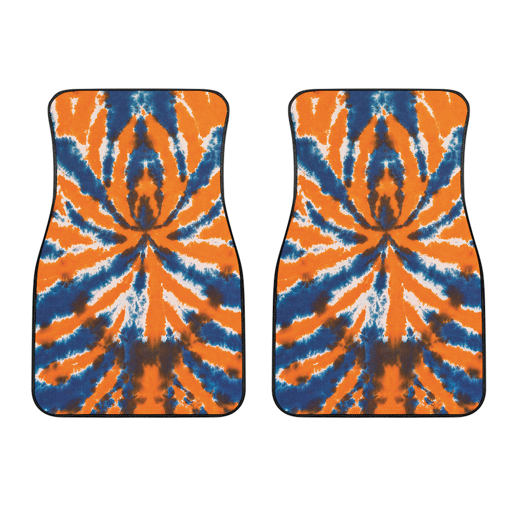 Blue And Orange Spider Tie Dye Print Front Car Floor Mats