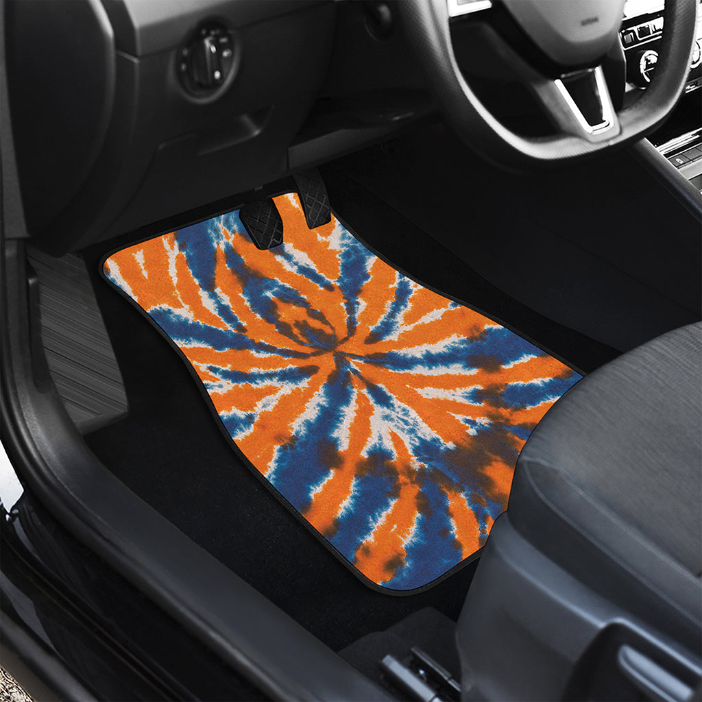 Blue And Orange Spider Tie Dye Print Front Car Floor Mats