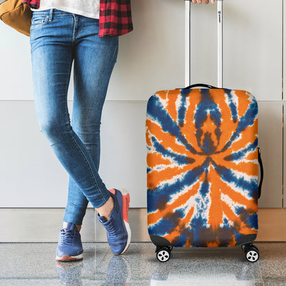 Blue And Orange Spider Tie Dye Print Luggage Cover