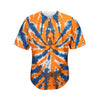 Blue And Orange Spider Tie Dye Print Men's Baseball Jersey