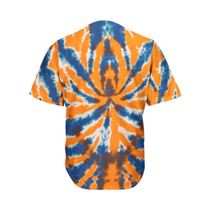 Blue And Orange Spider Tie Dye Print Men's Baseball Jersey