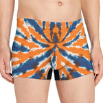 Blue And Orange Spider Tie Dye Print Men's Boxer Briefs