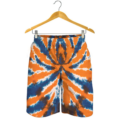 Blue And Orange Spider Tie Dye Print Men's Shorts