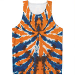 Blue And Orange Spider Tie Dye Print Men's Tank Top