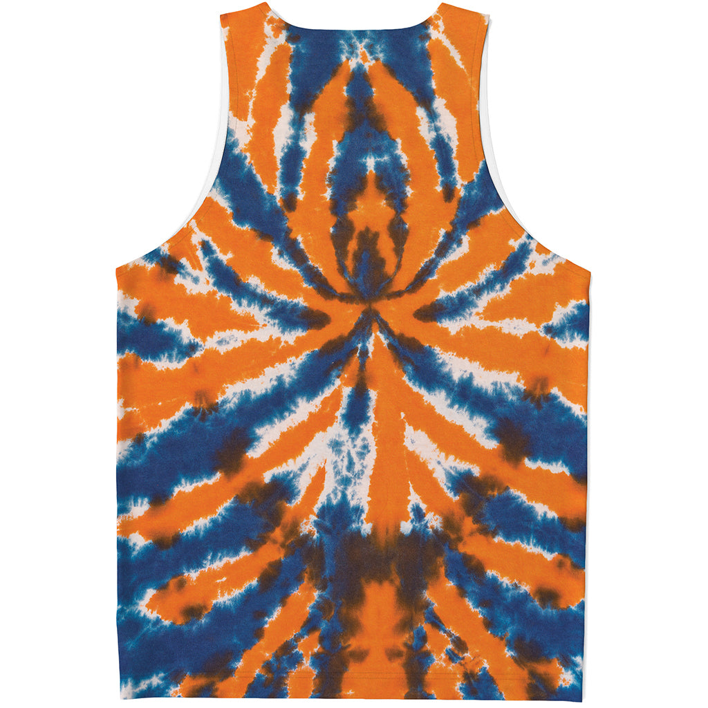 Blue And Orange Spider Tie Dye Print Men's Tank Top
