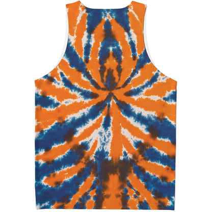 Blue And Orange Spider Tie Dye Print Men's Tank Top