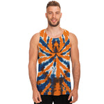 Blue And Orange Spider Tie Dye Print Men's Tank Top