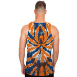 Blue And Orange Spider Tie Dye Print Men's Tank Top