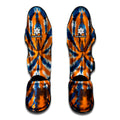 Blue And Orange Spider Tie Dye Print Muay Thai Shin Guards