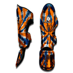 Blue And Orange Spider Tie Dye Print Muay Thai Shin Guard