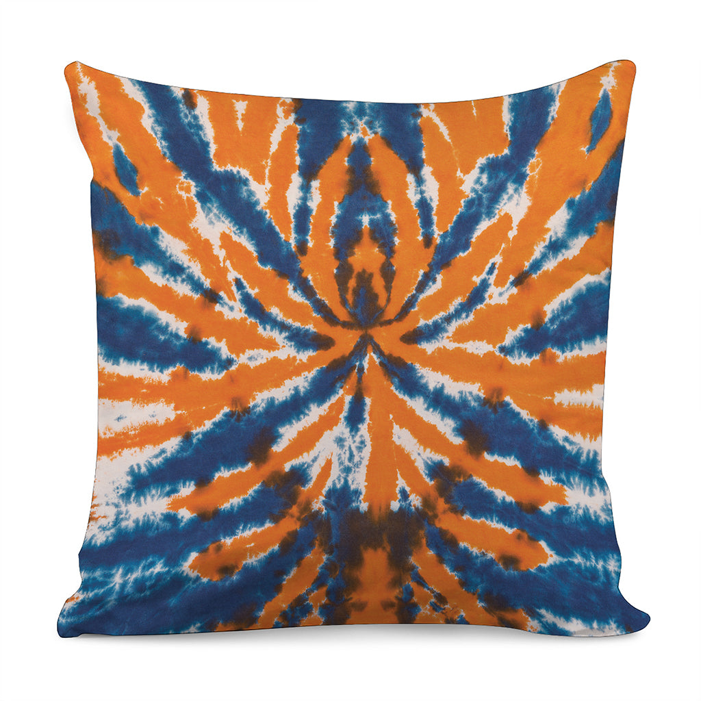 Blue And Orange Spider Tie Dye Print Pillow Cover