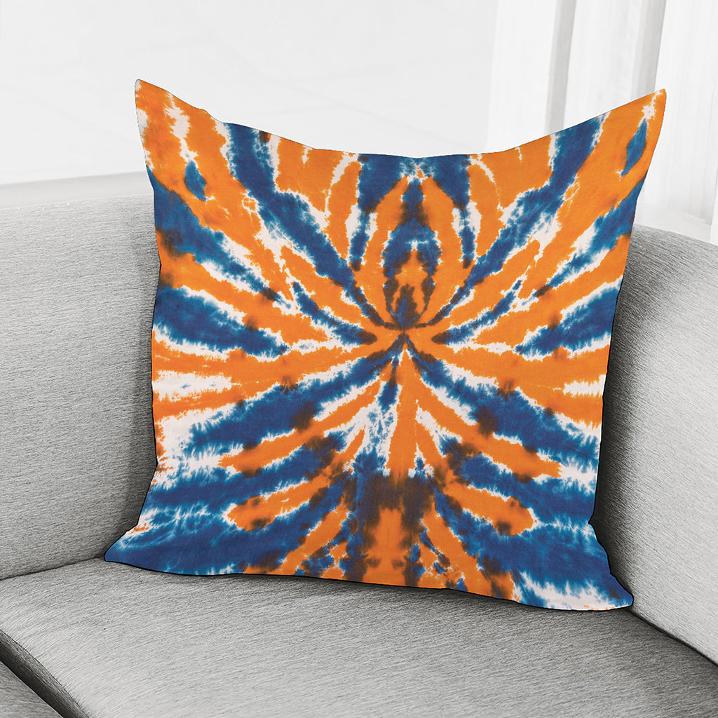 Blue And Orange Spider Tie Dye Print Pillow Cover