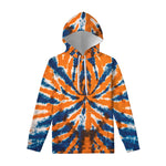 Blue And Orange Spider Tie Dye Print Pullover Hoodie