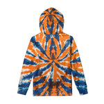 Blue And Orange Spider Tie Dye Print Pullover Hoodie