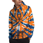 Blue And Orange Spider Tie Dye Print Pullover Hoodie