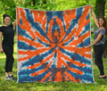 Blue And Orange Spider Tie Dye Print Quilt