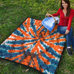 Blue And Orange Spider Tie Dye Print Quilt