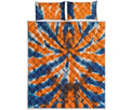 Blue And Orange Spider Tie Dye Print Quilt Bed Set
