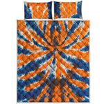 Blue And Orange Spider Tie Dye Print Quilt Bed Set
