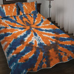 Blue And Orange Spider Tie Dye Print Quilt Bed Set