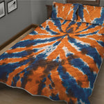 Blue And Orange Spider Tie Dye Print Quilt Bed Set