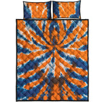 Blue And Orange Spider Tie Dye Print Quilt Bed Set