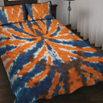 Blue And Orange Spider Tie Dye Print Quilt Bed Set