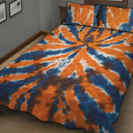 Blue And Orange Spider Tie Dye Print Quilt Bed Set