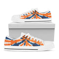 Blue And Orange Spider Tie Dye Print White Low Top Sneakers