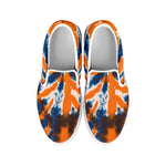 Blue And Orange Spider Tie Dye Print White Slip On Shoes