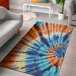 Blue And Orange Tie Dye Print Area Rug