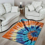 Blue And Orange Tie Dye Print Area Rug