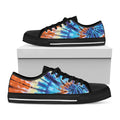 Blue And Orange Tie Dye Print Black Low Top Sneakers