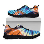 Blue And Orange Tie Dye Print Black Sneakers