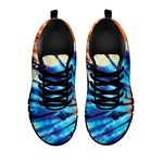 Blue And Orange Tie Dye Print Black Sneakers