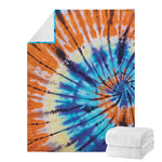 Blue And Orange Tie Dye Print Blanket