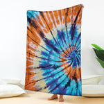 Blue And Orange Tie Dye Print Blanket