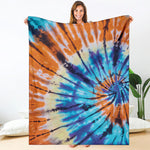 Blue And Orange Tie Dye Print Blanket