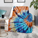 Blue And Orange Tie Dye Print Blanket