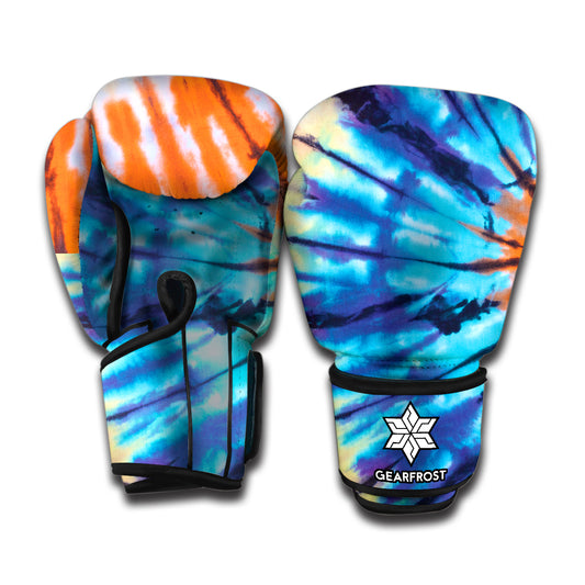 Blue And Orange Tie Dye Print Boxing Gloves