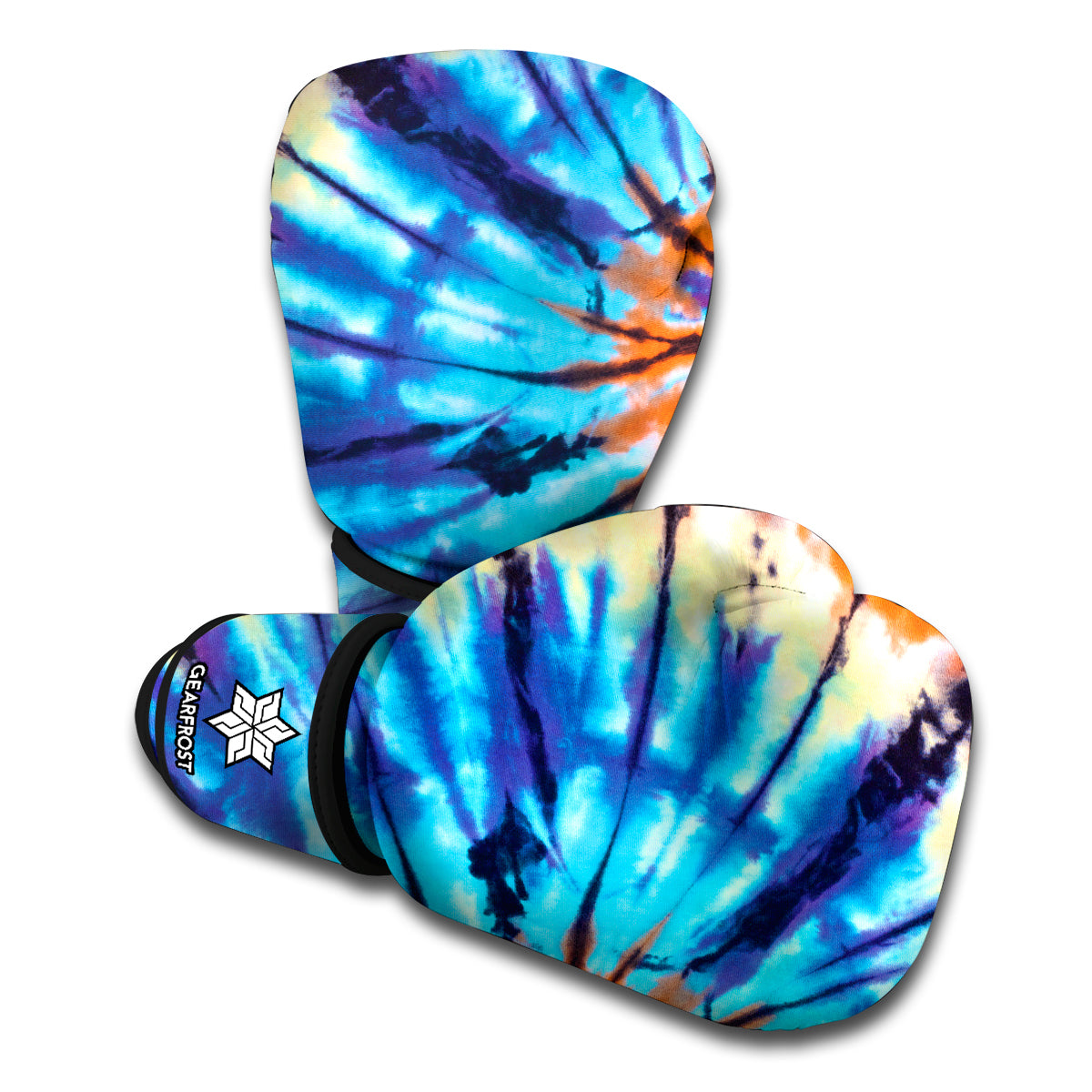 Blue And Orange Tie Dye Print Boxing Gloves