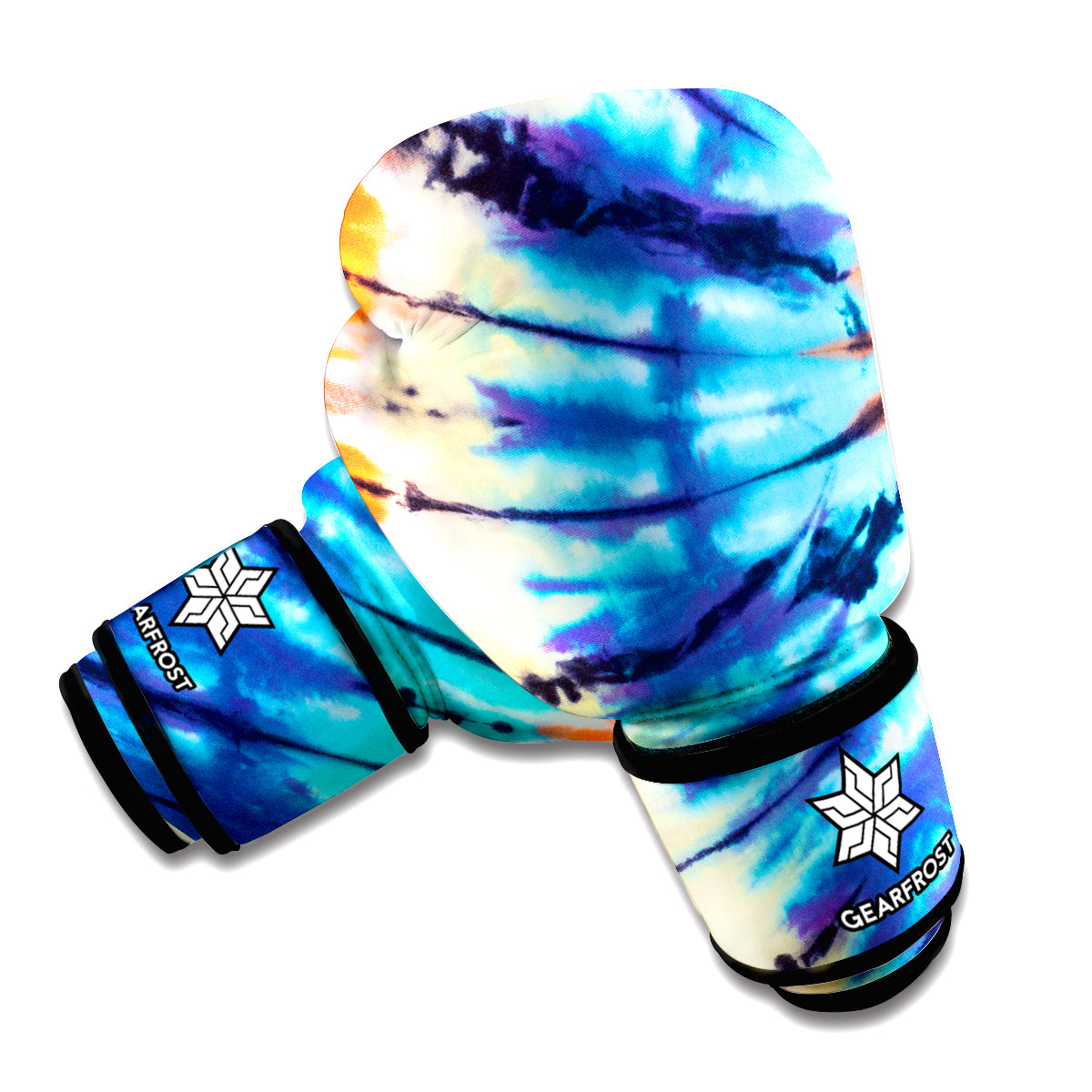 Blue And Orange Tie Dye Print Boxing Gloves