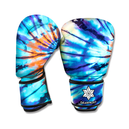 Blue And Orange Tie Dye Print Boxing Gloves
