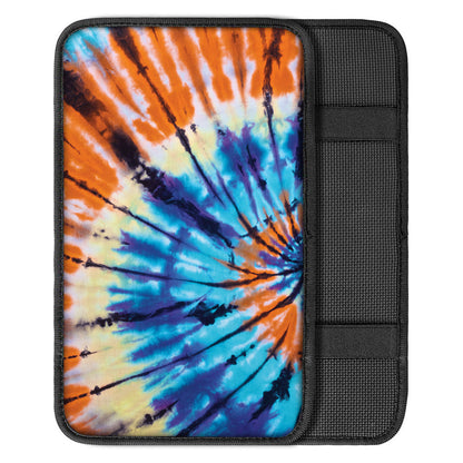 Blue And Orange Tie Dye Print Car Center Console Cover