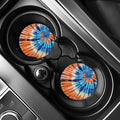 Blue And Orange Tie Dye Print Car Coasters