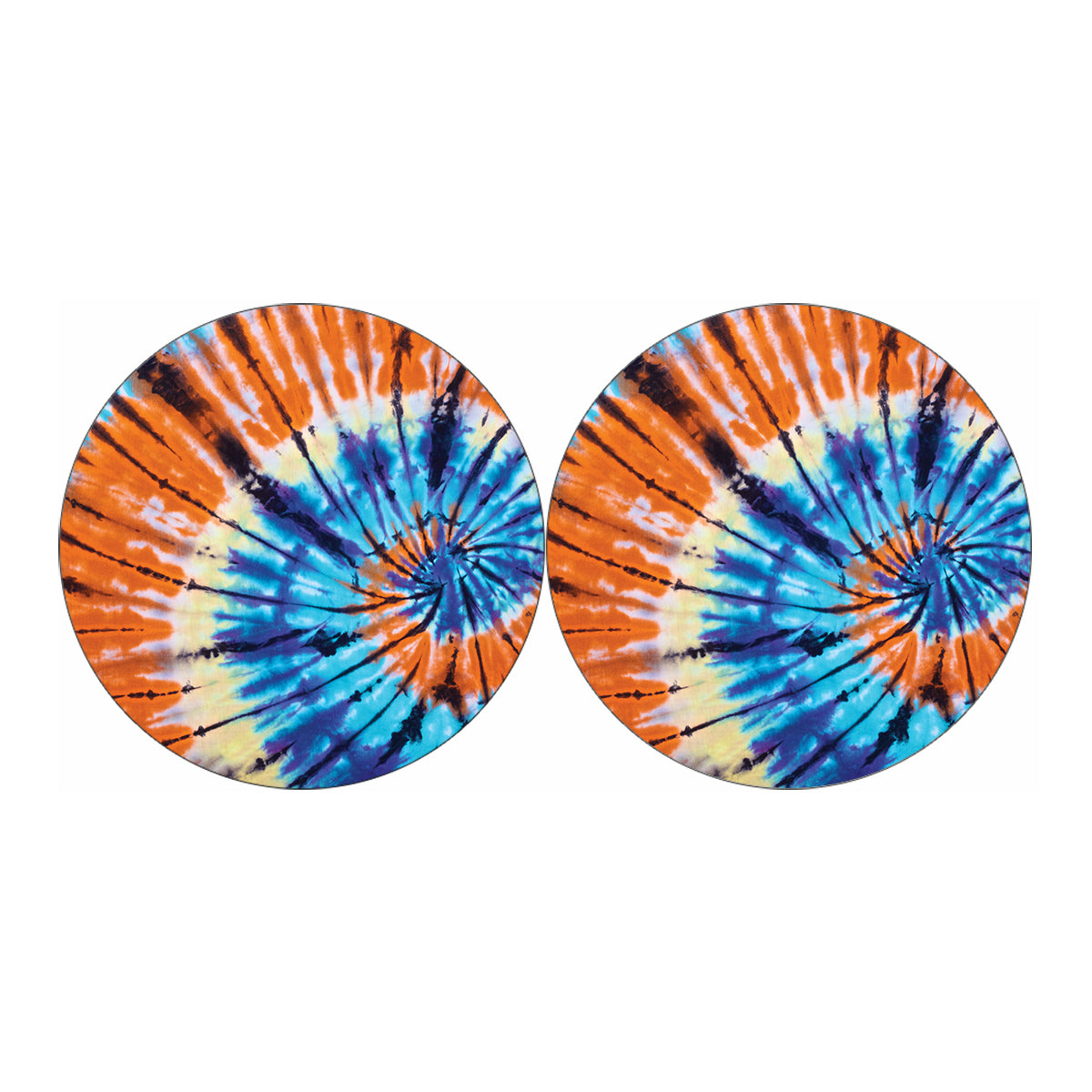 Blue And Orange Tie Dye Print Car Coasters