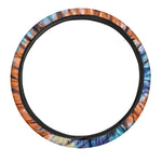 Blue And Orange Tie Dye Print Car Steering Wheel Cover