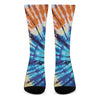 Blue And Orange Tie Dye Print Crew Socks